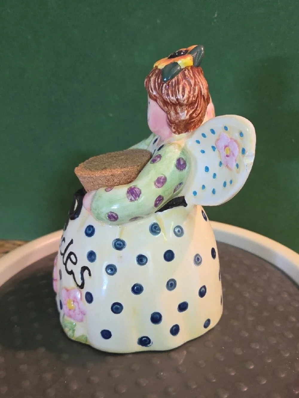 Ceramic 'Miracles' Angel Figurine with Cork Holder - White and Pastel